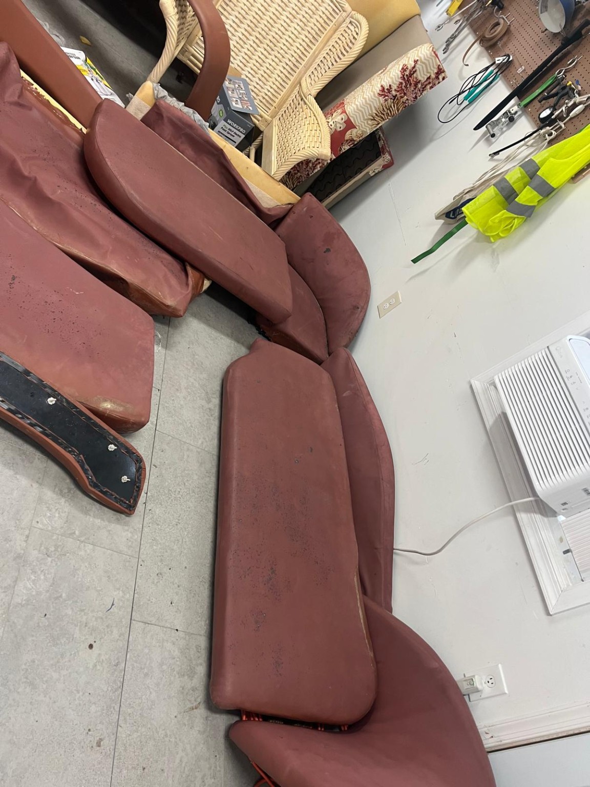 Sea Ray cockpit seating before upholstery