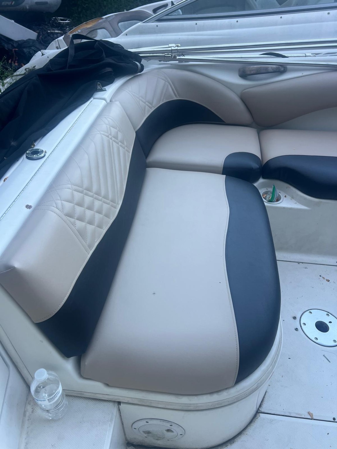 Sea Ray bench seating after upholstery